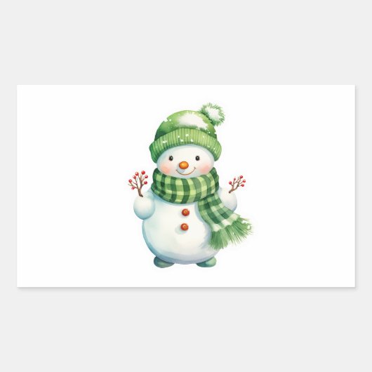 Rectangulaire Sticker avec Snowman mignon (Devant)