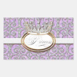 Rectangulaire Sticker Baby shower Royal Princess Crown Girl