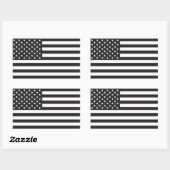 Rectangulaire Sticker Black & White American Flag de l'équipe ro (Feuille)