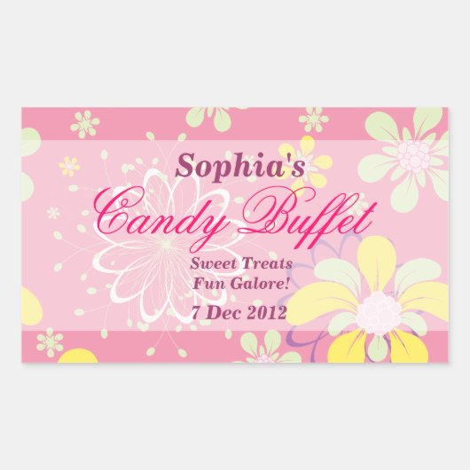 Rectangulaire Sticker Buffet Fleur Rose Whimsical (Devant)
