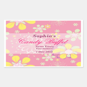 Rectangulaire Sticker Buffet Fleur Rose Whimsical