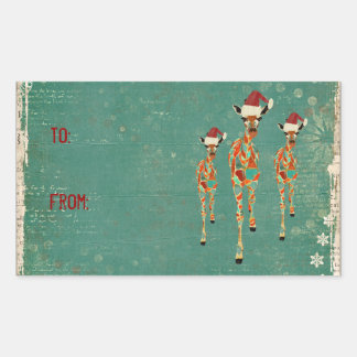 Rectangulaire Sticker cadeau Ambre Festif & Azure Giraffes