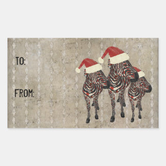 Rectangulaire Sticker cadeau Rose Festive Zebras