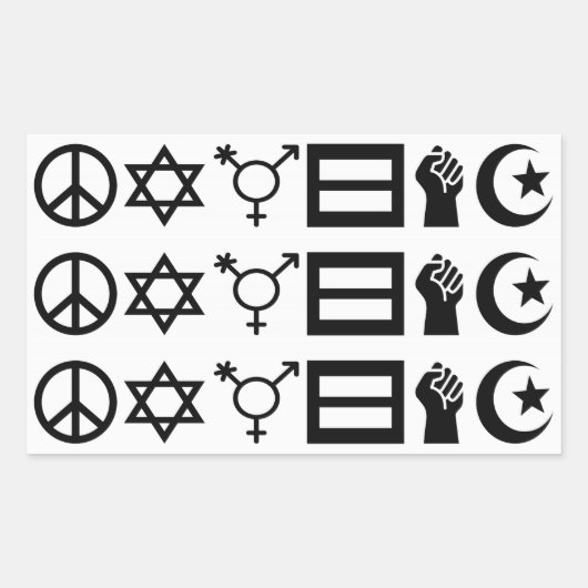 Rectangulaire Sticker Carré World Peace & Human Rights (Devant)
