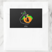 Rectangulaire Sticker Citrouille de chat noir (Sac)