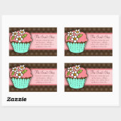 Rectangulaire Sticker Cupcake Fleurs (Feuille)