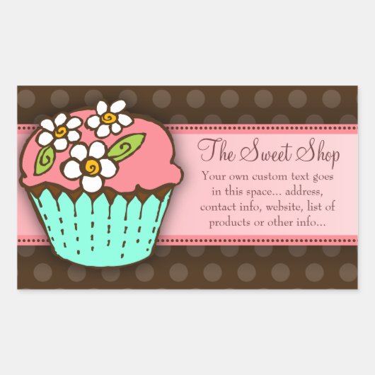 Rectangulaire Sticker Cupcake Fleurs (Devant)