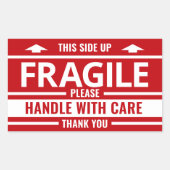 Rectangulaire Sticker d'avertissement d'expédition rouge Étiquet (Devant)