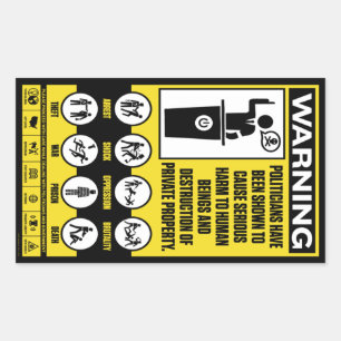 Rectangulaire Sticker d'avertissement du politicien