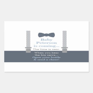 Rectangulaire Sticker de baby shower, Petit Homme, Cravate de bo