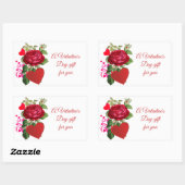 Rectangulaire Sticker de la Saint Valentin Rose Rouge (Feuille)
