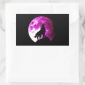 Rectangulaire Sticker de loup hurlant à la lune (Sac)