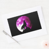 Rectangulaire Sticker de loup hurlant à la lune (Enveloppe)