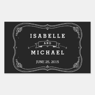 Rectangulaire Sticker de mariage vintage Chalkboard fantaisie