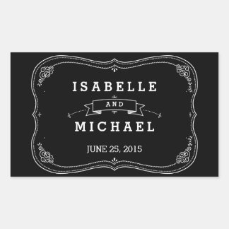 Rectangulaire Sticker de mariage vintage Chalkboard fantaisie