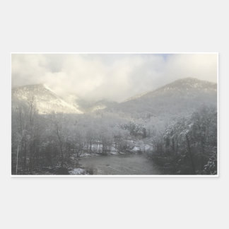 Rectangulaire Sticker de montagne enneigé
