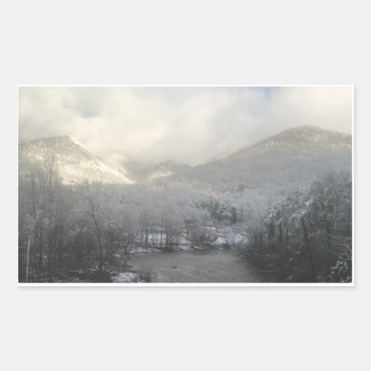 Rectangulaire Sticker de montagne enneigé (Devant)