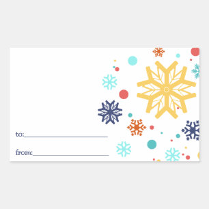 Rectangulaire Sticker de Noël aux flocons de neige colorés