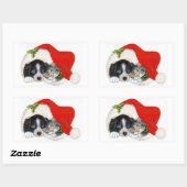 Rectangulaire Sticker de Noël/Chiot et Kitten (Feuille)