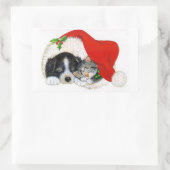 Rectangulaire Sticker de Noël/Chiot et Kitten (Sac)