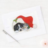 Rectangulaire Sticker de Noël/Chiot et Kitten (Enveloppe)