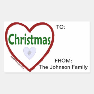 Rectangulaire Sticker de Noël d'amour
