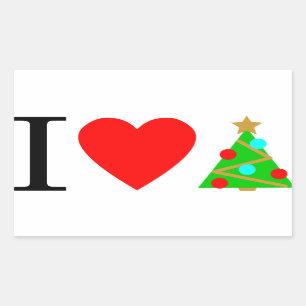 Rectangulaire Sticker de Noël du coeur