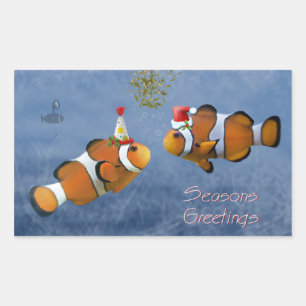 Rectangulaire Sticker de Noël Fishy