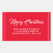 Rectangulaire Sticker de Noël Joyeux Rouge (Devant)