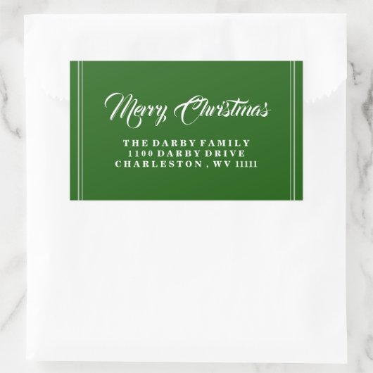 Rectangulaire Sticker de Noël Joyeux Vert (Sac)