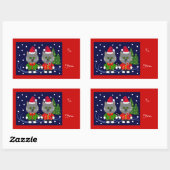 Rectangulaire Sticker de Noël mignon avec chats (Feuille)
