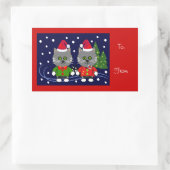 Rectangulaire Sticker de Noël mignon avec chats (Sac)