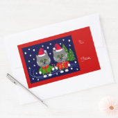 Rectangulaire Sticker de Noël mignon avec chats (Enveloppe)