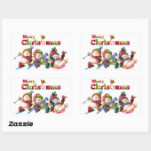 Rectangulaire Sticker de Noël Rectangle classique / Snowmen (Feuille)
