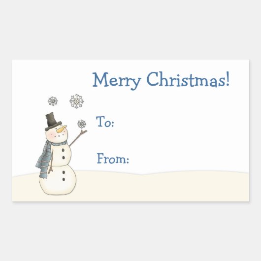 Rectangulaire Sticker de Noël Snowman (Devant)