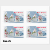 Rectangulaire Sticker de Noël/Snowmen (Feuille)