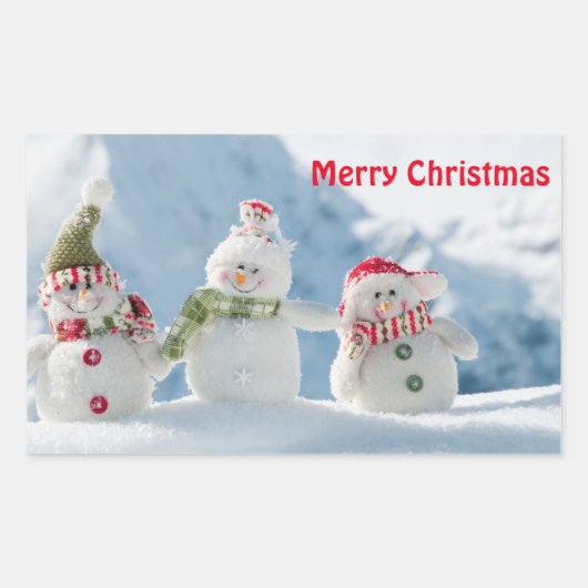 Rectangulaire Sticker de Noël/Snowmen (Devant)