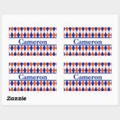 Rectangulaire Sticker de nom de Jacquard orange et bleu diamant (Feuille)