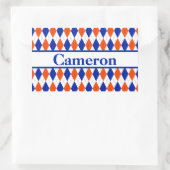 Rectangulaire Sticker de nom de Jacquard orange et bleu diamant (Sac)