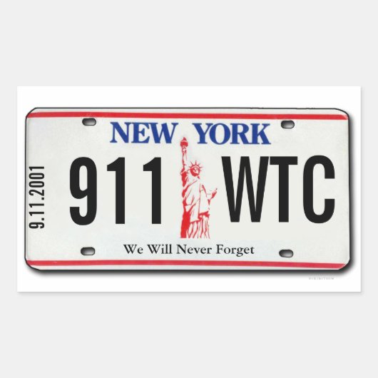 Rectangulaire Sticker de plaque de licence 911 Memorial NY 1 (Devant)