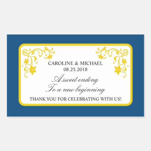 Rectangulaire Sticker de préférence de mariage floral (Devant)