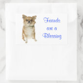 Rectangulaire Sticker de salutation des amis Long Haired Chihuah (Sac)