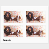 Rectangulaire Sticker deux mignons Cavalier King Charles Spaniel (Feuille)