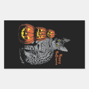 Rectangulaire Sticker d'Halloween - Citrouilles de chats