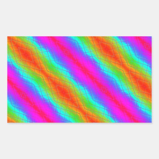Rectangulaire Sticker Diagonal Glow Rainbow (Devant)