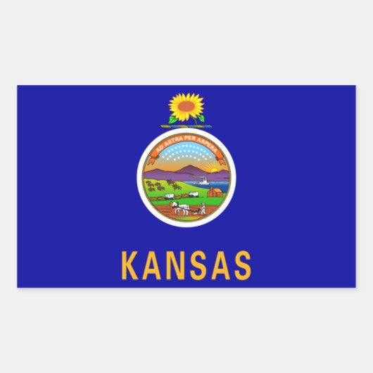 Rectangulaire Sticker Drapeau de l'État du Kansas (Devant)