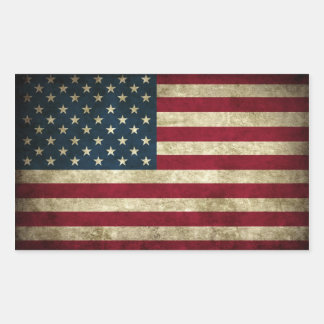 Rectangulaire Sticker Drapeau Grunge USA