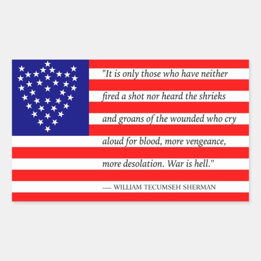 Rectangulaire Sticker du drapeau de bataille du général Sherman  (Devant)