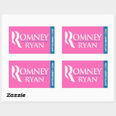 Rectangulaire Sticker du logo Romney Ryan Rectangle rose (Feuille)
