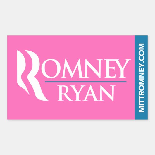 Rectangulaire Sticker du logo Romney Ryan Rectangle rose (Devant)